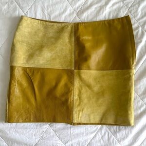 Forever 21 Patchwork Mini Skirt in Yellow and Tan